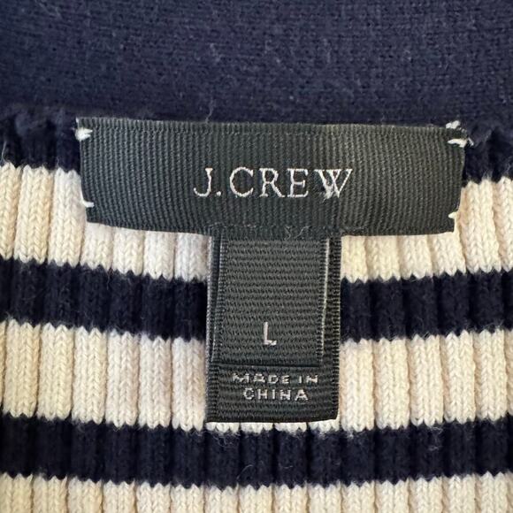 J.Crew Ribbed Striped lace-up sweater tank blue white Sz Large nautical Preppy - Picture 7 of 7